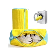 Lumaworld Yellow Çamaşır Makinesi Ayakkabı Yıkama Torbası Polyester Dikişli Fermuarlı Koruma Sarı