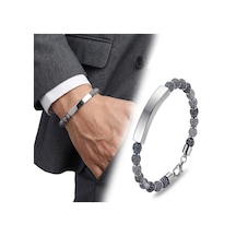 Premium Mat Akik Beyaz İsim Yazılabilir Çelik Zincir Bileklik 31832b29d3 - 23 Cm Gri