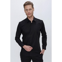 Efor Gk 665 Slim Fit Siyah Klasik Gömlek Siyah