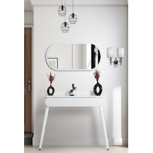 Flora Alize Beyaz Dresuar / Aynalı Dresuar / Çekmeceli Dresuar /antre Dresuar / 90x32 Cm Beyaz