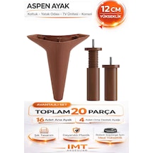 Aspen 12 Cm Ceviz 20 Adet Mobilya Ayağı Robot Süpürgeye Uyumlu Koltuk Tv Ünitesi Konsol Ayağı Kahverengi