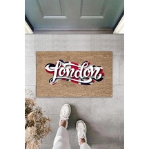Dijital Baskı Bej London Bayrak Paspas K-3024 Renkli