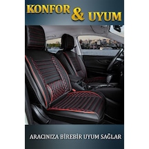 Citroen Xsara Lüx Deri Oto Koltuk Kılıfı Ön Arka Takım Safir Serisi Siyah Kırmızı