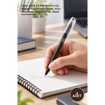 4 Adet Tükenmez Kalem Siyah Renk 1.0 Mm Medium Uç, Kapaklı Ergonomik Gövde, Akıcı Mürekkep, Ballpoint Pen, Black