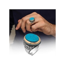 Oval Mavi Taşlı 925 Gümüş Yüzük Gümüş