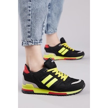 Tonny Black Termo Taban Şeritli Bağcıklı Unisex Siyah Sarı Spor Ayakkabı Tb282-0 Siyah Sarı