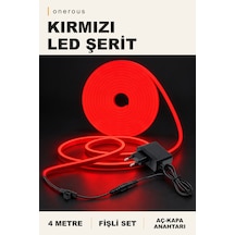 Onerous 4 M Kırmızı Led Şerit, Anahtarlı, Fişli