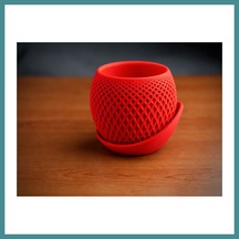 Trendexa 3d Baskı Küre Saksı - Kafes Dokulu İki Parçalı Dekoratif Saksı - Kırmızı-kırmızı Mac Standart