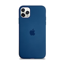 Apple Uyumlu  iPhone 11 Pro Max ile Logolu Silikon Kılıf Altı Kapalı İçi Kadife Lansman Arka Kapak