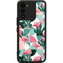 Tecno Spark 8c Retro Flamingo Duvar Kağıdı Tasarımlı Glossy Telefon Kılıfı Çok Renkli