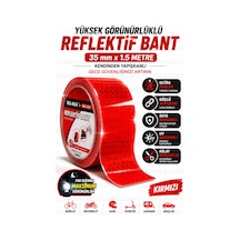 Kırmızı Reflektif Bant 3.5 Cm X 1.5 Metre Kendinden Yapışkanlı Gece Görünürlük Güvenlik Bandı Bisikl