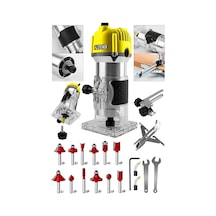 Steiner 3000 W 6 Kademe Devir Ayarlı Formika Traşlama Freze Makinesi 6 MM Pens Sarı + 12 Adet Uç