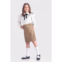 Minigimin Cicileri Miniğimin Cicileri Beli Lastikli Okul Kız Çocuk Şort Etek - Camel Camel-37789 Camel-37789