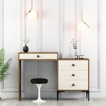 Lizbon Makyaj Masası - Ceviz / Krem