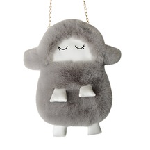 Sevimli Peluş Bebek Sırt Çantası-gri Gri