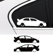 2 Adet Honda Civic Fd6 Basık Oto Sticker - Kelebek Cam Sticker 20x6 Cm