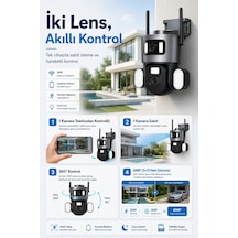 2 Kameralı 3+3mp Wıfı Güvenlik Kamerası - 360 Otomatik - Gece Görüş - Hareket - Algılama - Takip 76521098