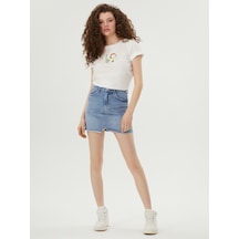 Slim Fit Kadın Etek Mavi