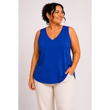 Paw Garage Kadın Büyük Beden Günlük Bluz - Ön Arka V Yaka Biyeli Atlet 2xl Sıyah 2xl Sıyah Pwgglm5159