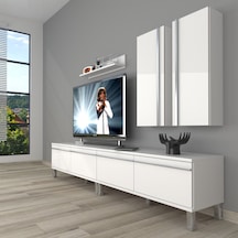 Decoraktiv Eko 5220t Mdf Krom Ayaklı Tv Ünitesi Tv Sehpası Beyaz
