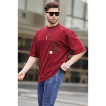 Madmext Bordo Oversize Baskılı Erkek Tişört 6193-bordo Bordo