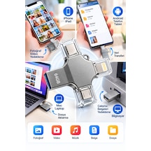 Kompakt Ve Taşınabilir Tasarıma Sahip 64gb Lightning Type C Usb Microusb Çoklu Kullanımlı Flash Bellek