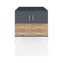 Kronos Şifonyer 2 Raflı 4 Çekmeceli 2 Kapaklı 88x59x80 Antrasit-antrasit/çam Antrasit/çam