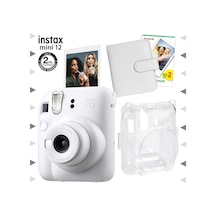 Fujifilm Instax Mini 12 Fotoğraf Makinesi + 20'li Film + Kare Albüm + Şeffaf Kılıf Seti Beyaz