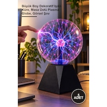 5 Adet Tesla Plazma Küre Büyük Boy Dekoratif Işıklı Küre, Masa Üstü Plasma Globe, Görsel Şov