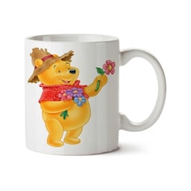 Winnie The Pooh Çiçek İki Tarafı Baskılı Kupa Bardak Çok Renkli