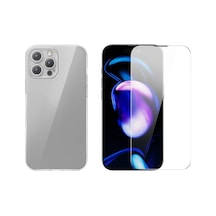 Baseus İphone 15 Pro Max Schott Serisi Şeffaf Silikon Kılıf + Tempered Ekran Koruyucu Set- 5775 Mh-hs6954-7805