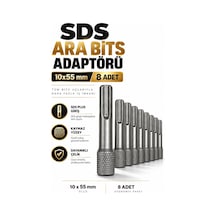 Sds Plus 8 Adet 10x55 Mm Ara Bits Adaptörü Matkap Uç Dönüştürücü