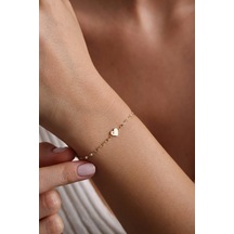 14 Ayar Altın Minimal Kalpli Bileklik Sarı Altın