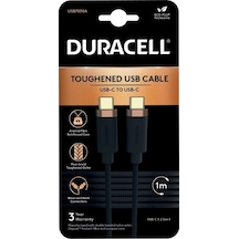 Duracell 1M USB-C to USB-C Şarj Kablosu Siyah