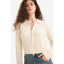 Defacto Regular Fit Polo Yaka Hırka A3331ax25wner103 Ekru