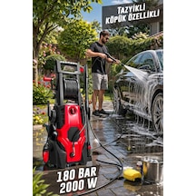 Butools ST-19 180 Çelik Şanzuman Musluk ve Kovadan Çekme Yüksek Basınçlı Yıkama Makinesi Kırmızı
