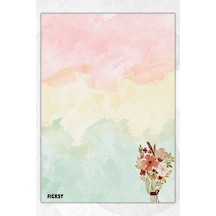 A5 Çiçek Bloknot Çizgisiz Defter - 50 Yaprak - Memopad - Notepad - Not Defteri - Not Kağıdı - 1074 Çok Renkli