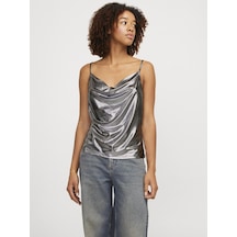 Jack & Jones Kadın Kare Yaka Parlak Bluz - Dina Silver
