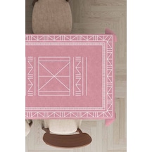 Pembe Etnik Desenli Dokuma Leke Tutmaz Masa Örtüsü Mso429n11