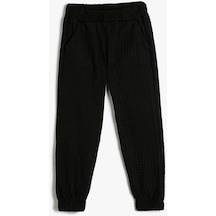 Koton Basic Jogger Eşofman Altı Dokulu Beli Lastikli Cepli Siyah 4wkg40366ak Siyah