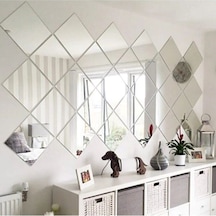 Dekoratif 4 Adet 25x25 Kare Akrilik Gümüş Plexi Ayna