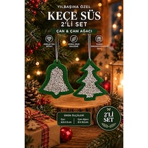 Taşlı Keçe Yılbaşı Süsü 2 Li Set Çan & Çam Ağacı Çift Taraflı 4 Renk Seçenekli Yeşil