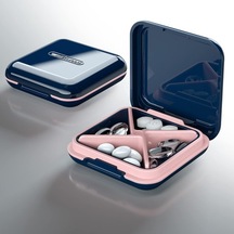 Küçük Hap Kutusu, Su Geçirmez Taşınabilir Günlük Küçük Hap Kutusu Çantalar Için Cep Vitaminler, Balık Yağları, Takviyeler, Ilaçlar Için Kompakt Seyahat Ilaç Tutucu Mavi Beyaz