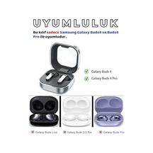 Galaxy Buds4 Ve Buds4 Pro Uyumlu Güvenlik Kilitli Telefon Standı Fonksiyonlu Premium Kulaklık Kılıfı Beyaz