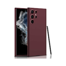 Galaxy S22 Ultra Kılıf Kurtiletisim Silikon Kıpta Kılıf Mürdüm