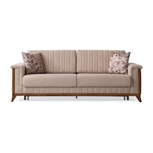 Esra Ahşap Ayaklı Mekanizmalı Pudra Pembesi Kanepe Pudra Pembe