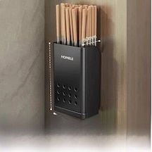 Youtek Duvar Tipi Çatal Kaşık Saklama Kutusu, Mutfak Gereçleri İçin Sulama Özellikli Organizer, Siyah Tek Bardak, Delme Yok Diğer