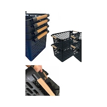 2 Adet Ahşap Renk Plastik Saplı Organizer Sepet Düzenleyici Siyah Plastik Siyah 30 X 30 Diğer