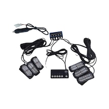 17 Fonksiyonlu Çakar Lamba 12-30v 24 Led 6 Adet Kırmızı Mavi Set / Lapa549