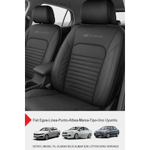 İstanbul Serisi Deri Oto Koltuk Kılıfı Fiat Egea-linea-punto-albea-marea-tipo-uno Uyumlu Siyah